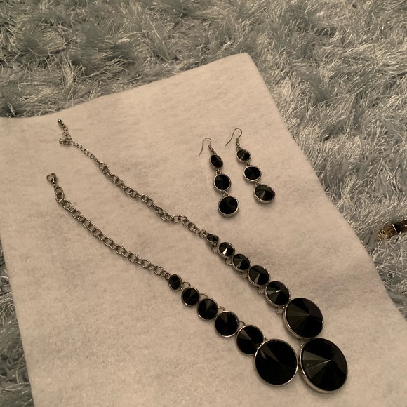 Black Diamond Accent Necklace with Dangle Earrings - Picture 3 of 5